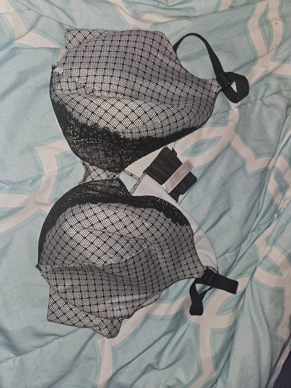 Cacique Black Lace-Overlay Push-Up Bra